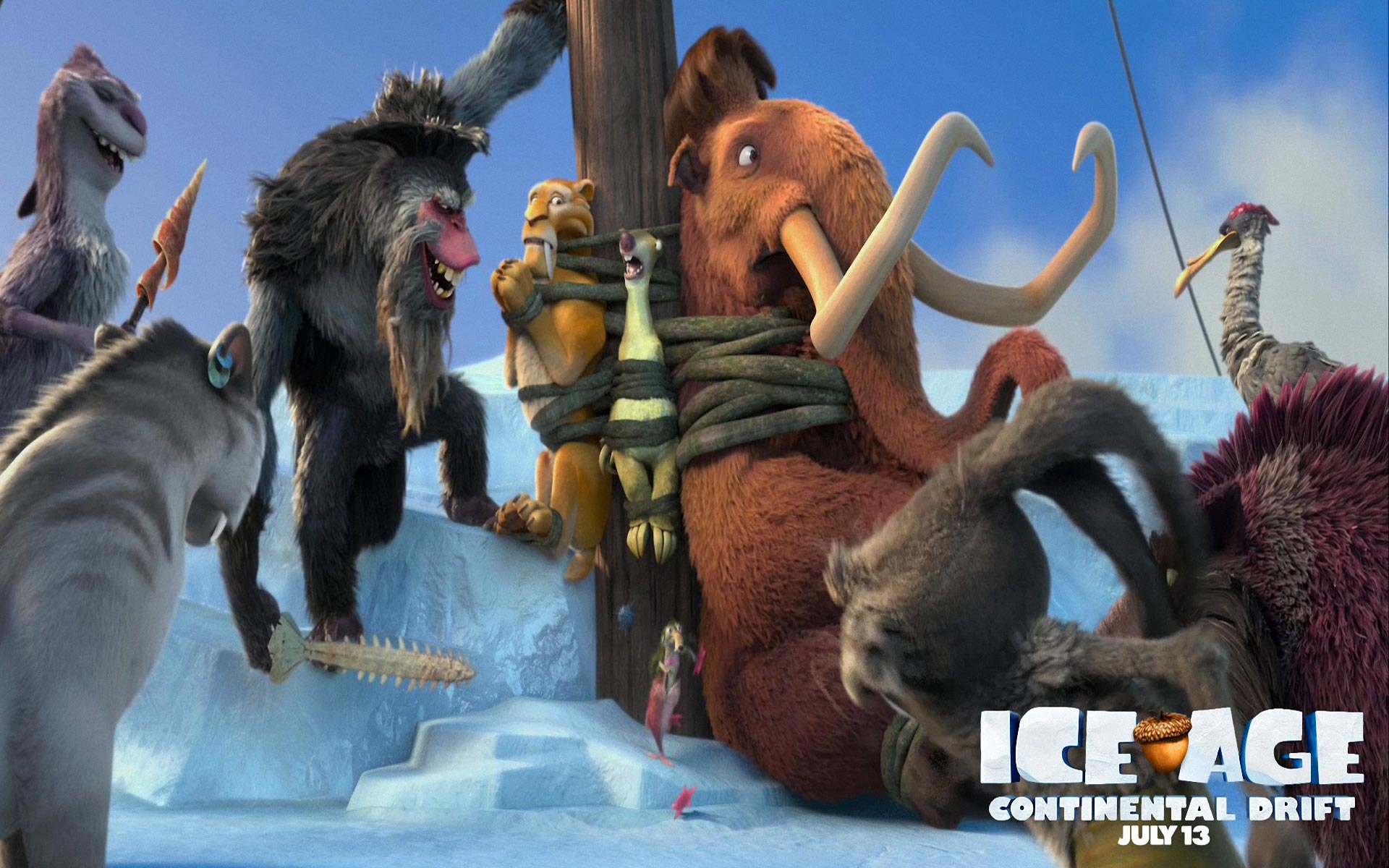 Ледниковый период фото героев. Ice age 4: Continental Drift. Ice age 4 Continental Drift 2012. СИД И Диего из ледникового периода. Ice age 4 Continental Drift обои.